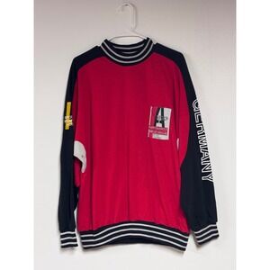 Vintage Adidas Germany Sweatshirt Red Black Colorblock Sport Perfekt Mens L